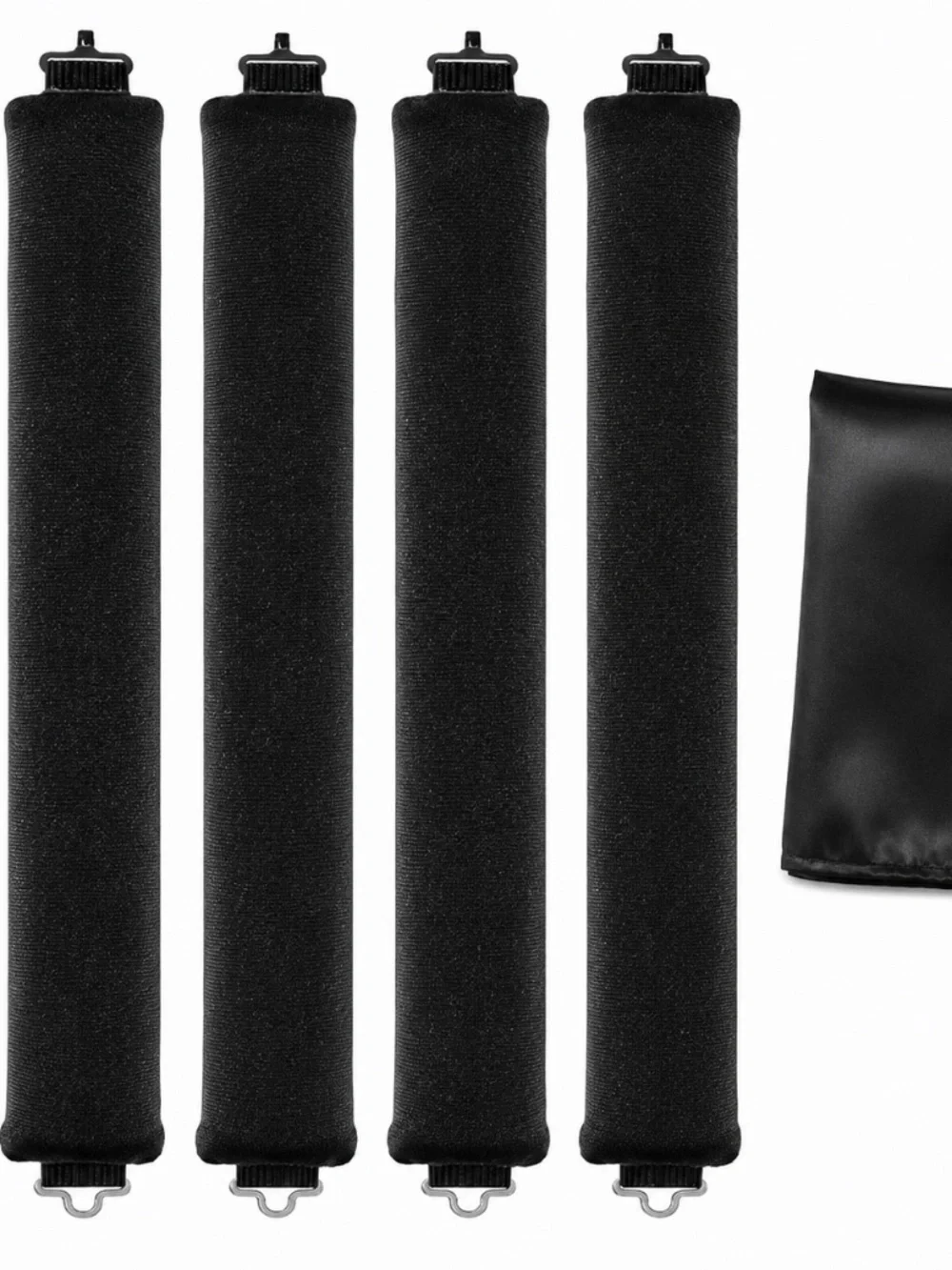 Heatless Hair Curler Rods Set 4 Velvet Foam Hair Rollers + 1 Satin Hair Scarf
